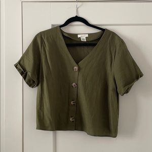 Olive green button down shirt